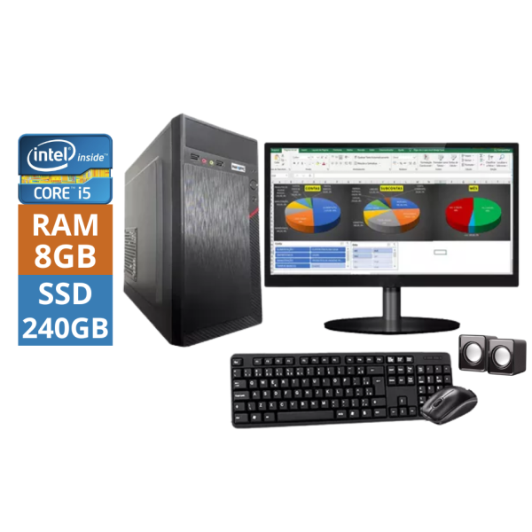 PC Completo I5 10 Gen 8GB SSD 240GB Monitor 215